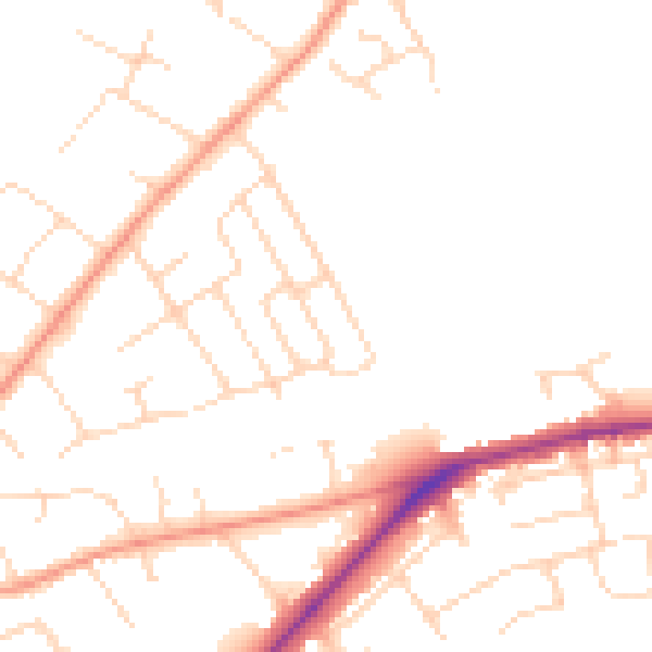 Daytime road noise heatmap for NG12 1DE