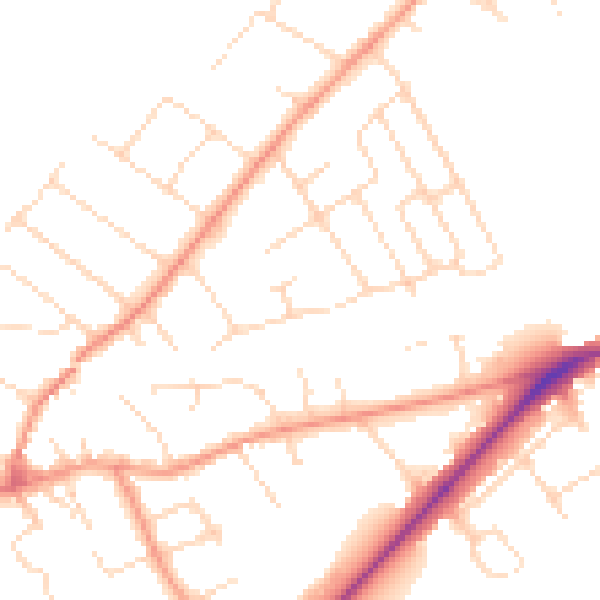 Daytime road noise heatmap for NG12 1DL