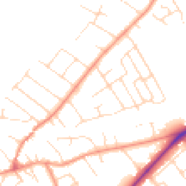 Daytime road noise heatmap for NG12 1DQ