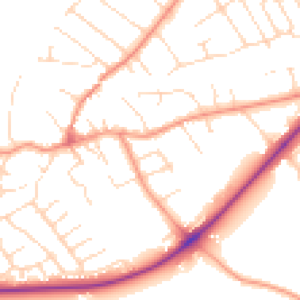 Daytime road noise heatmap for NG12 2FL