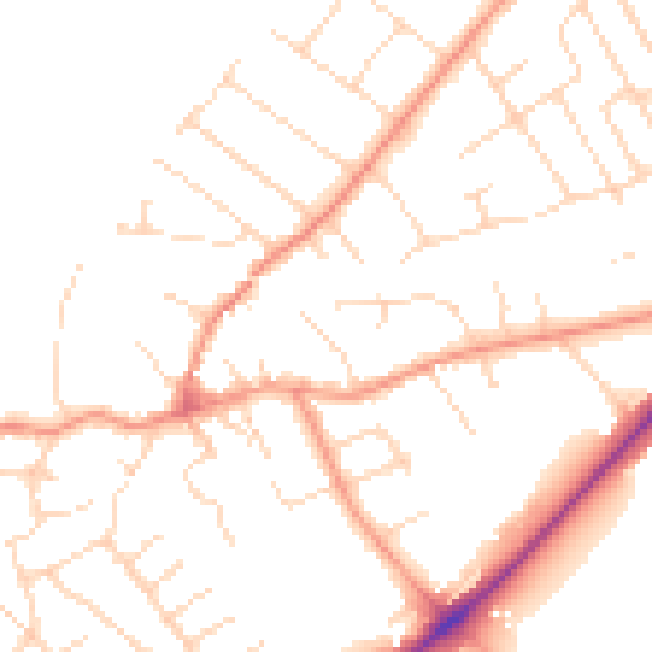 Daytime road noise heatmap for NG12 2FX