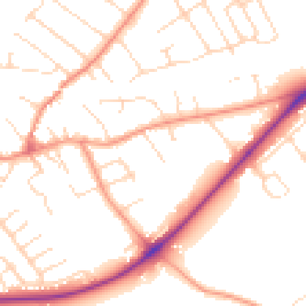 Daytime road noise heatmap for NG12 2FZ
