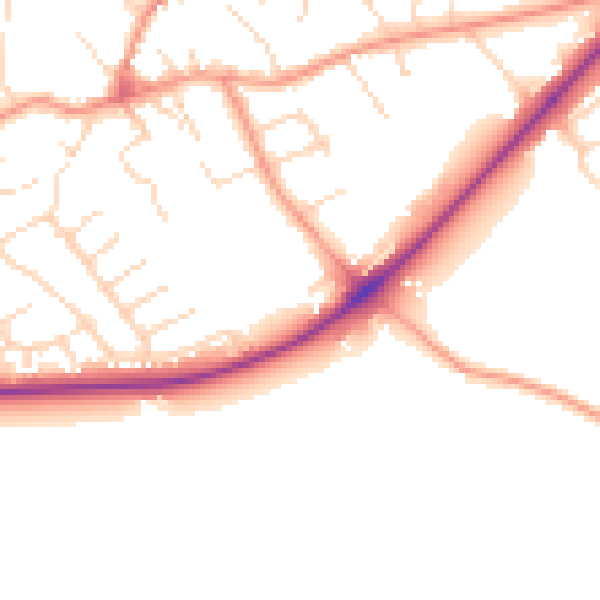 Daytime road noise heatmap for NG12 2GE