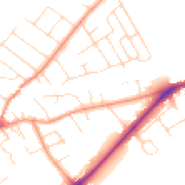 Daytime road noise heatmap for NG12 2GN