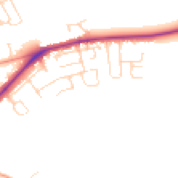 Daytime road noise heatmap for NG12 2HN