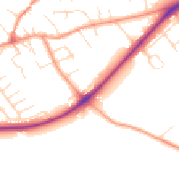 Daytime road noise heatmap for NG12 2JF
