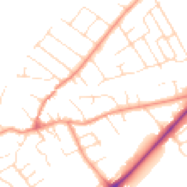 Daytime road noise heatmap for NG12 2LP
