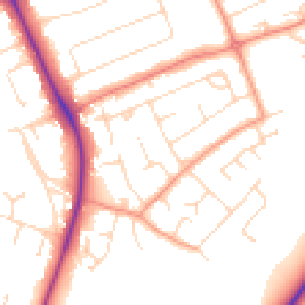 Daytime road noise heatmap for NG12 4AL