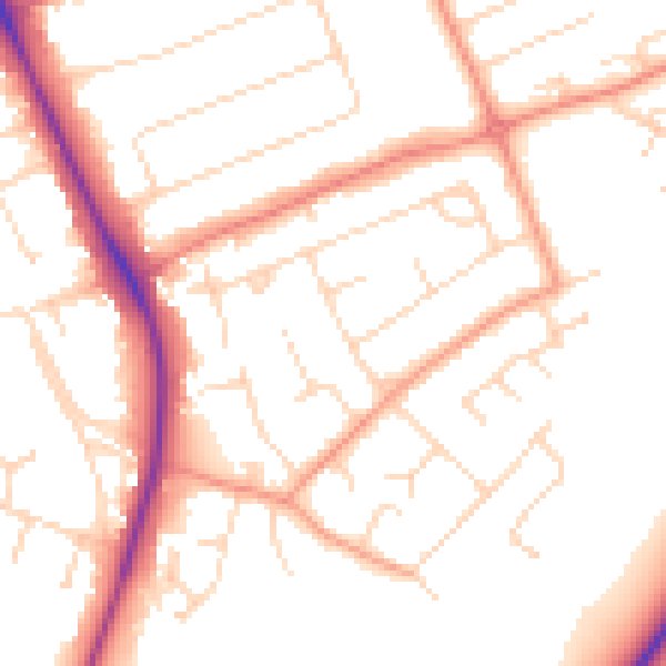 Daytime road noise heatmap for NG12 4AZ