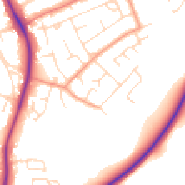 Daytime road noise heatmap for NG12 4BN