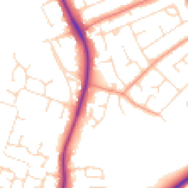Daytime road noise heatmap for NG12 4HE