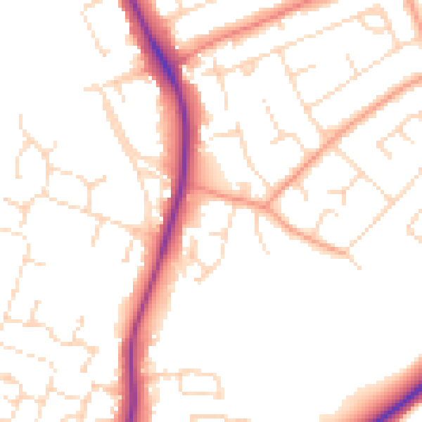 Daytime road noise heatmap for NG12 4HF
