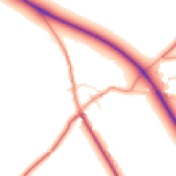 Daytime road noise heatmap for NG12 5NE