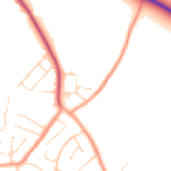 Daytime road noise heatmap for NG12 5NZ