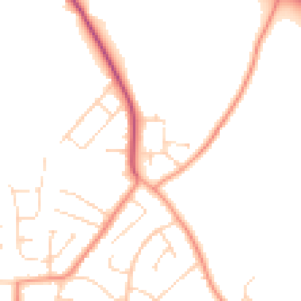 Daytime road noise heatmap for NG12 5QB