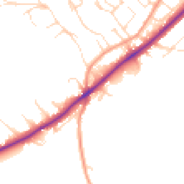 Daytime road noise heatmap for NG14 5AB