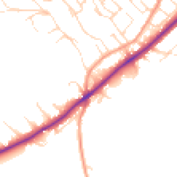 Daytime road noise heatmap for NG14 5AD