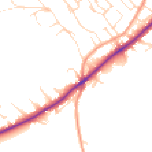 Daytime road noise heatmap for NG14 5AF