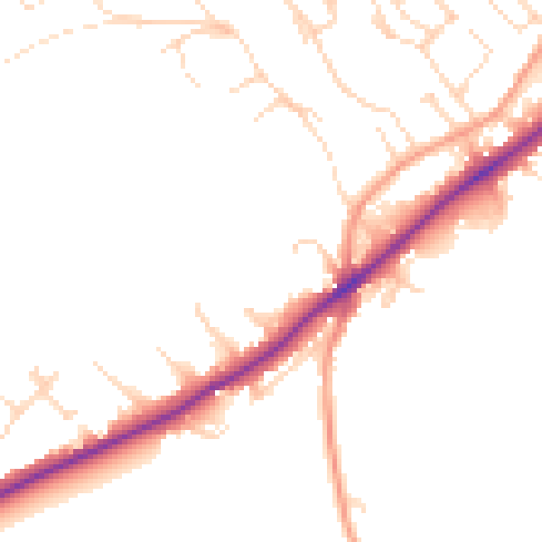 Daytime road noise heatmap for NG14 5AG