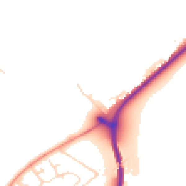 Daytime road noise heatmap for NG14 5BE