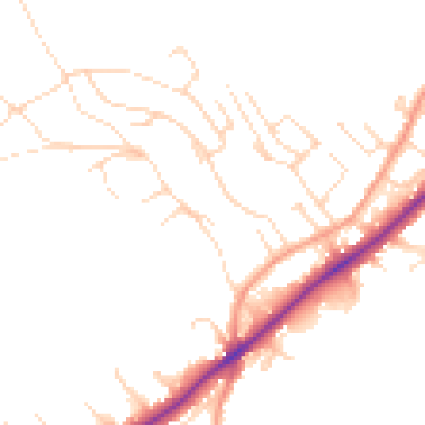 Daytime road noise heatmap for NG14 5BF