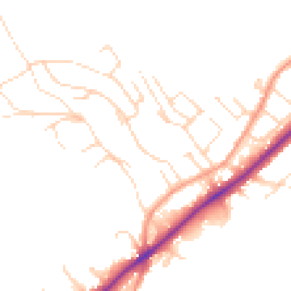 Daytime road noise heatmap for NG14 5BZ