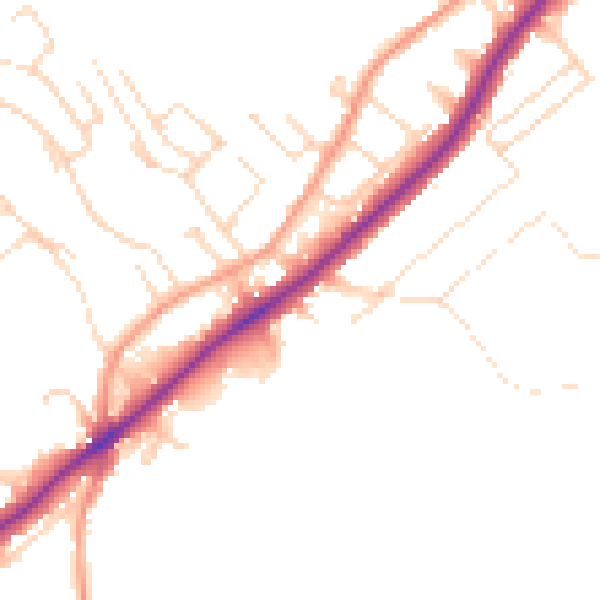 Daytime road noise heatmap for NG14 5DJ