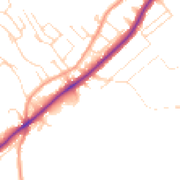 Daytime road noise heatmap for NG14 5DL