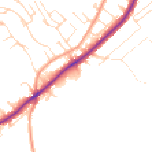 Daytime road noise heatmap for NG14 5DN