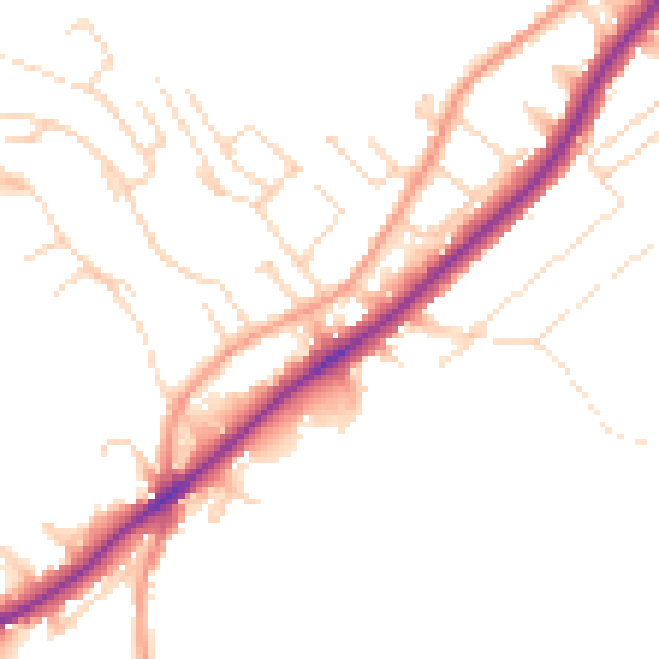 Daytime road noise heatmap for NG14 5DP