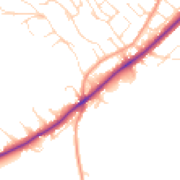 Daytime road noise heatmap for NG14 5DS