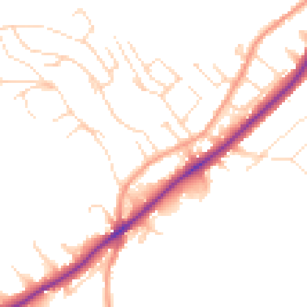 Daytime road noise heatmap for NG14 5DX