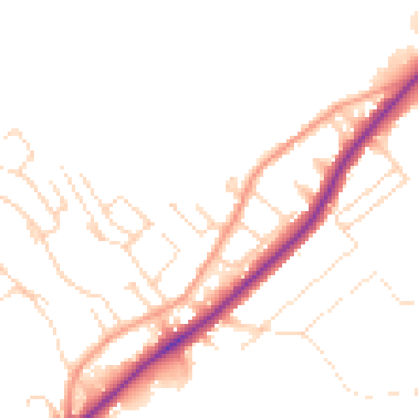 Daytime road noise heatmap for NG14 5EE