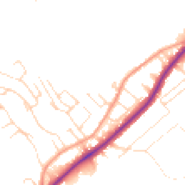 Daytime road noise heatmap for NG14 5EF
