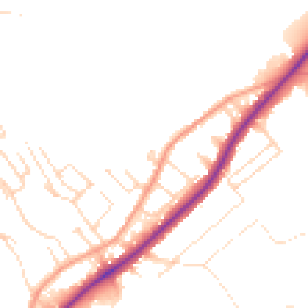 Daytime road noise heatmap for NG14 5EJ