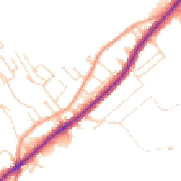 Daytime road noise heatmap for NG14 5ER