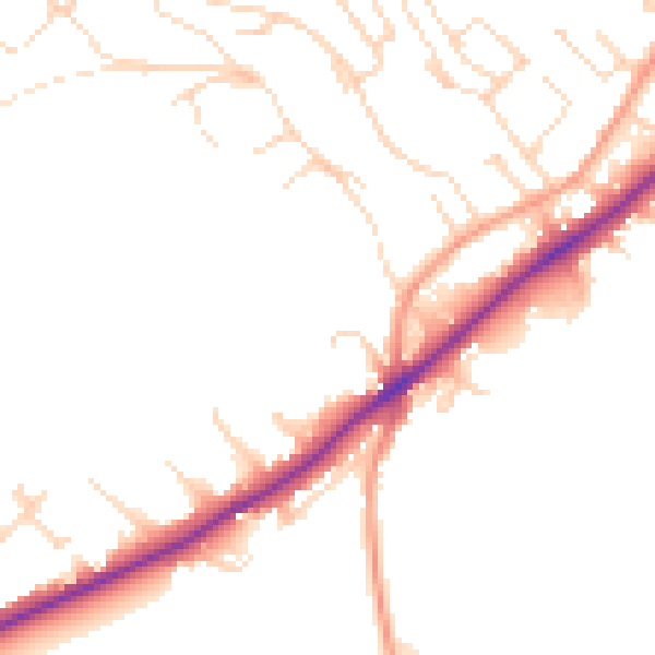 Daytime road noise heatmap for NG14 5ET