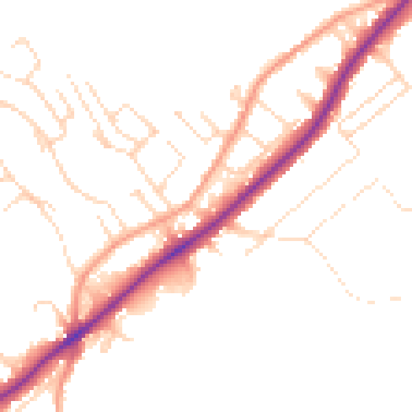 Daytime road noise heatmap for NG14 5EX
