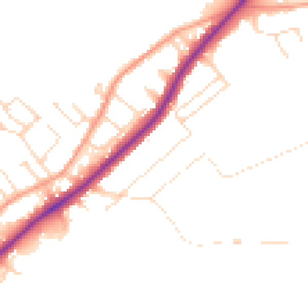 Daytime road noise heatmap for NG14 5FB
