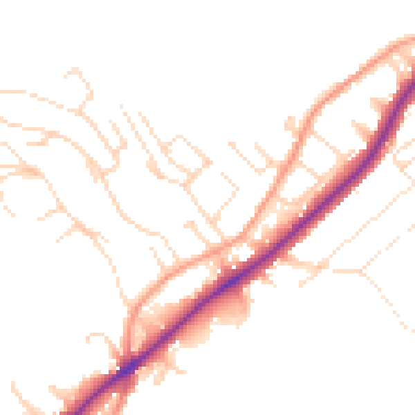 Daytime road noise heatmap for NG14 5FD