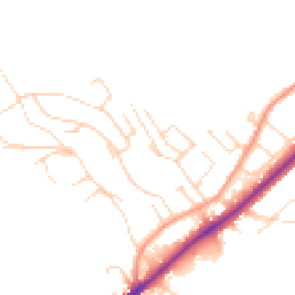 Daytime road noise heatmap for NG14 5FE