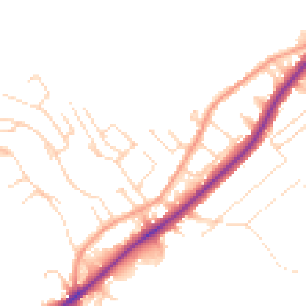 Daytime road noise heatmap for NG14 5FL