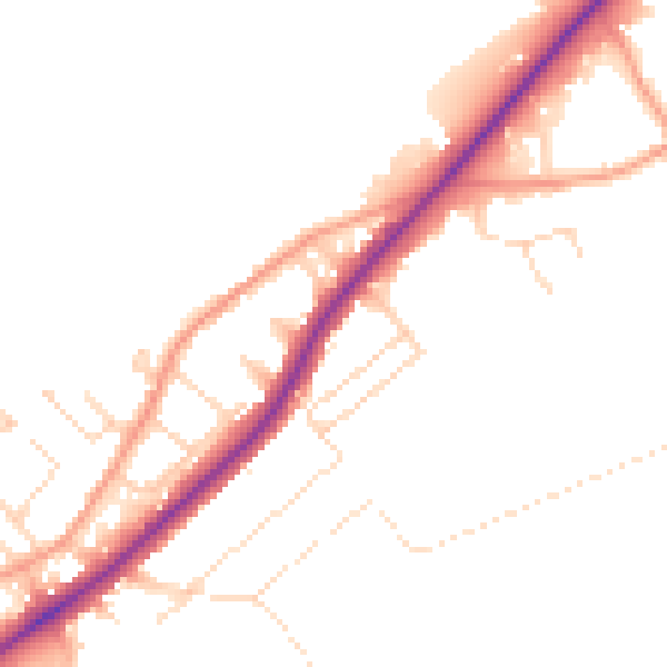 Daytime road noise heatmap for NG14 5GE