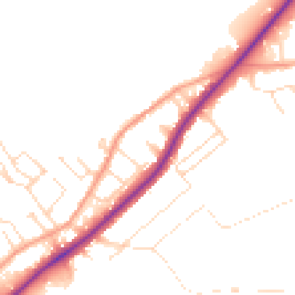 Daytime road noise heatmap for NG14 5GF