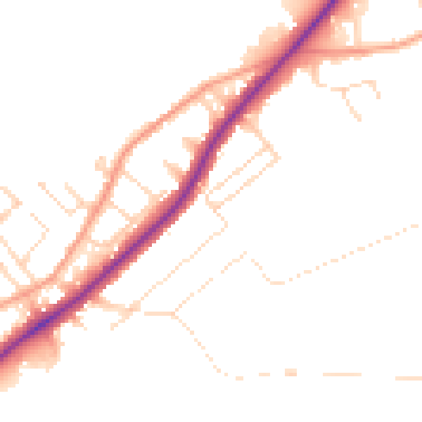 Daytime road noise heatmap for NG14 5GP