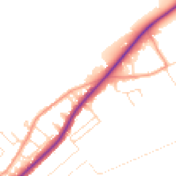 Daytime road noise heatmap for NG14 5GS