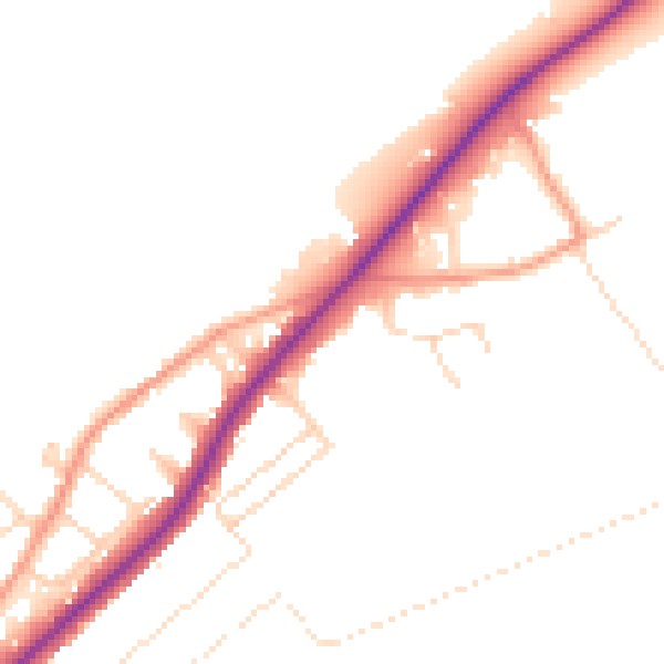 Daytime road noise heatmap for NG14 5GW