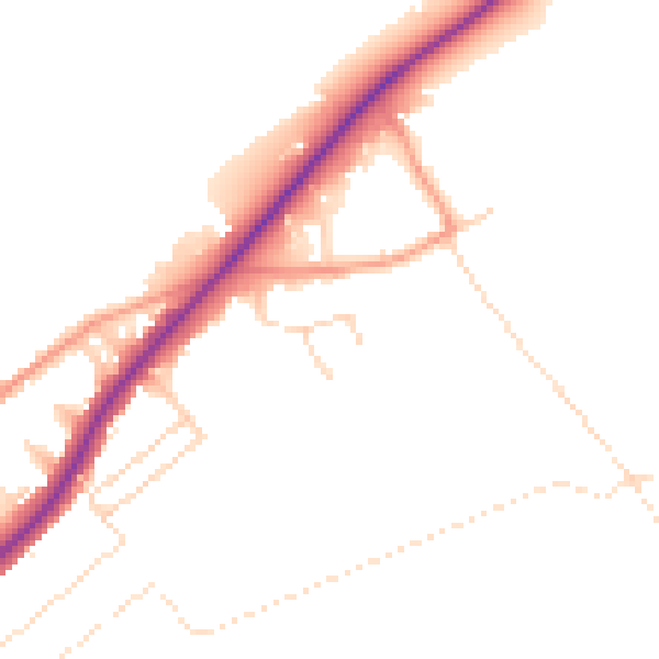 Daytime road noise heatmap for NG14 5GX