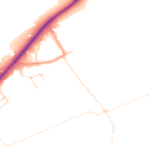 Daytime road noise heatmap for NG14 5GY