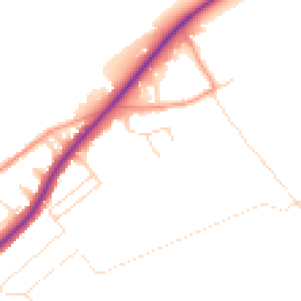 Daytime road noise heatmap for NG14 5HB